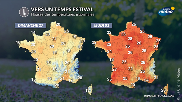 Hausse des températures maximales Actualités France