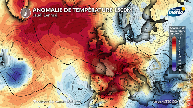 Anomalie de température en altitude le 1er mai Actualités France