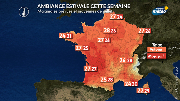 Températures maximales attendues cette semaine Actualités France