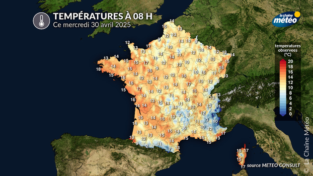 Températures à 08 heures ce matin, déjà douces Actualités France
