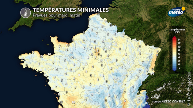 Températures minimales basses prévues pour ce mardi Actualités France
