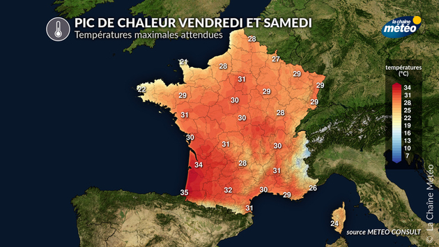 températures, maximales attendues sur l Actualités France