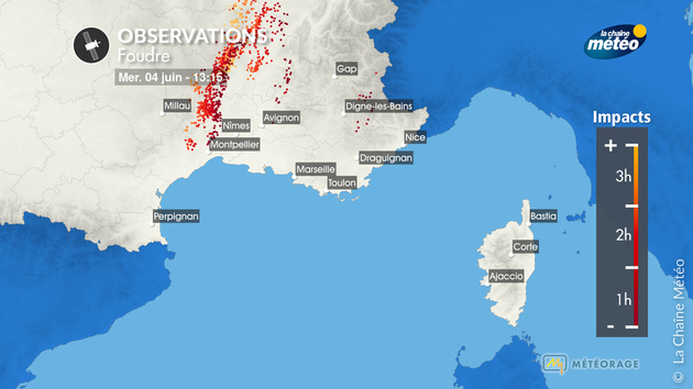 Impacts de foudre à 13h15 Actualités France