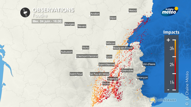 Impacts de foudre à 16h Actualités France