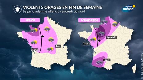 Vers un risque d'orages violents vendredi entre Normandie et Bassin parisien