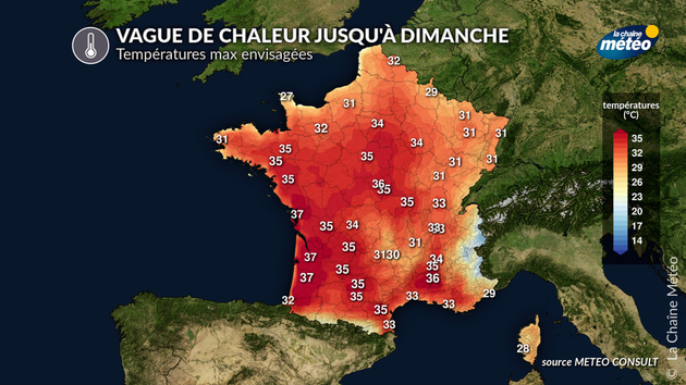 Températures maximales attendues jusqu Actualités France
