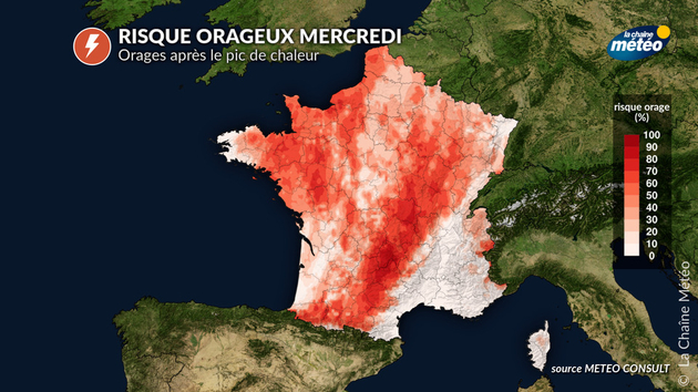 Risque orageux pour mercredi Actualités France