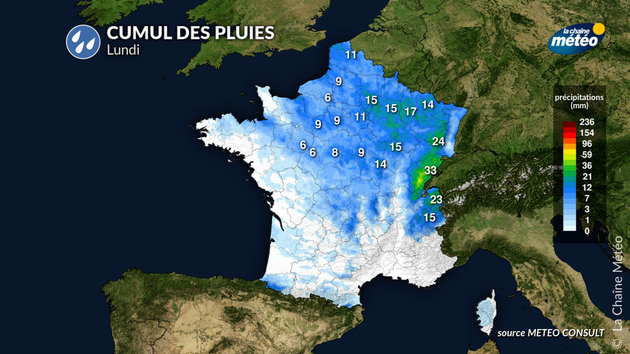 cumul des pluies lundi Actualités France