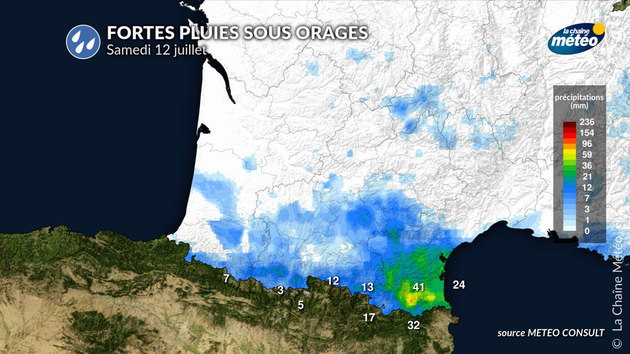 Fortes pluies sous orages samedi 12 juillet Actualités France