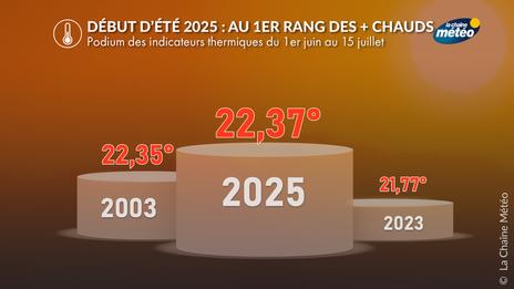 Première partie d'été 2025 : au 1er rang des plus chauds débuts d'été, juste devant 2003