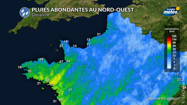 Pluies abondantes au nord-ouest dimanche et lundi Actualités France
