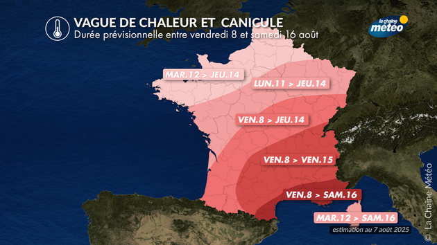 Durée envisagée de la période des plus fortes chaleurs Actualités France