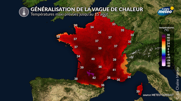 Températures maximales attendues sur l Actualités France