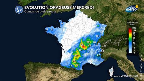 Mercredi : forte dégradation orageuse du sud-ouest au centre-est