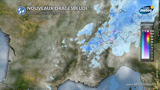 Cumuls de pluie en 24 h attendus jeudi Actualités France