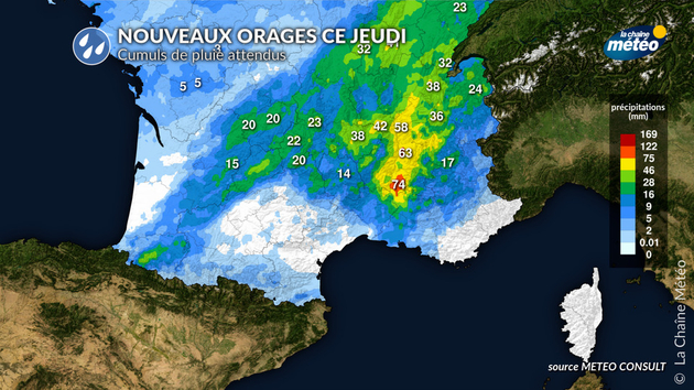 Pluies intenses sous orages dans le centre-est Actualités France