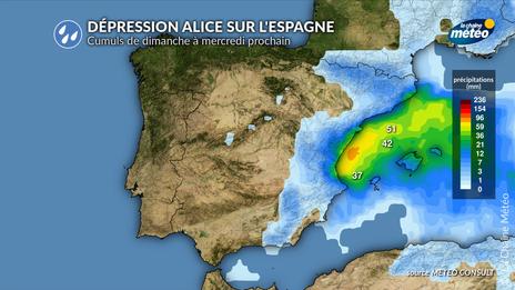 Tempête Alice : une nouvelle dépression menace l’Espagne et les Baléares, avec un risque d’inondations