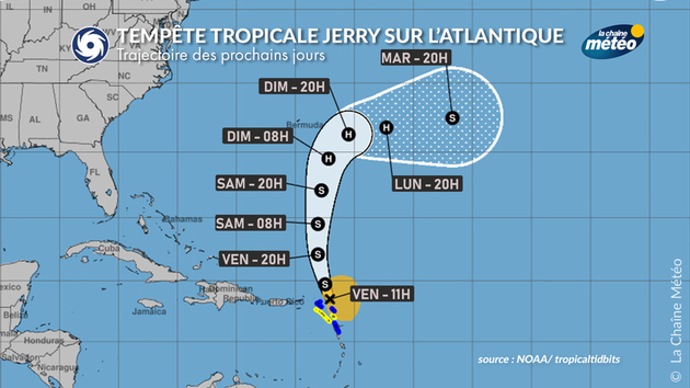 Trajectoire de Jerry ces prochaines heures Actualités étranger