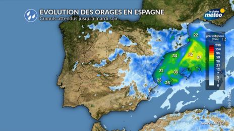 Pluies diluviennes et inondations en Espagne : vers une lente amélioration à partir de mardi