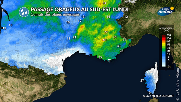 Passage orageux lundi au sud-est Actualités France