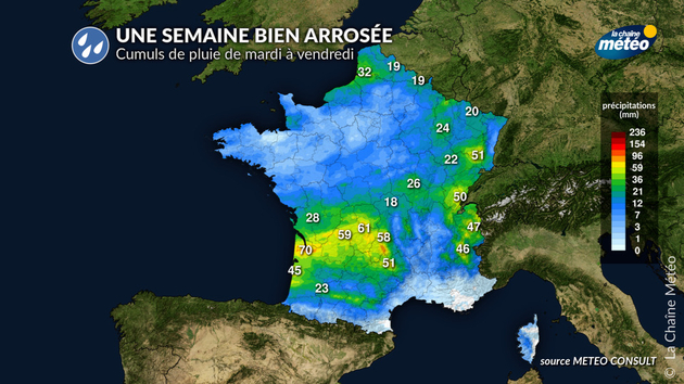 Une semaine bien arrosée du sud-ouest au centre-est Actualités France