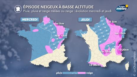 Risque de neige en plaine entre mercredi et jeudi