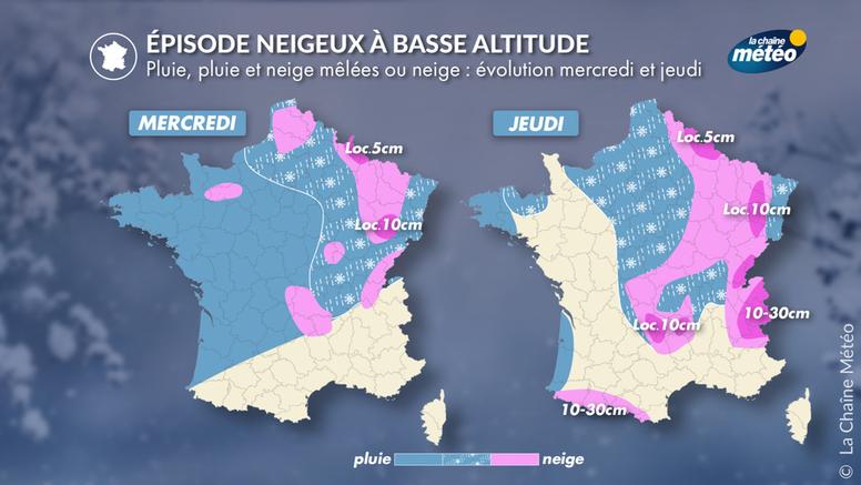 Risque de neige en plaine entre mercredi et jeudi