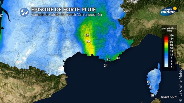 Cumuls de pluie attendus mardi et mercredi au sud Actualités France