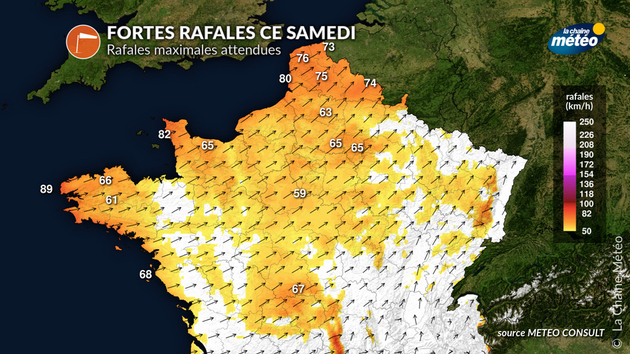 Fortes rafales de vent sur la moitié nord samedi Actualités France