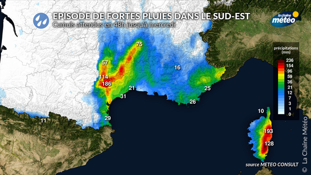 Episode de fortes pluies dans le sud-est Actualités France