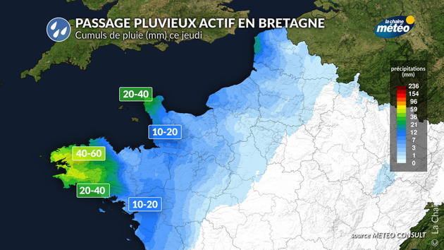 Cumuls de pluie (mm) prévus pour ce jeudi Actualités France