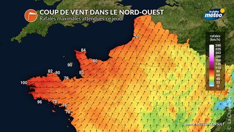 Coup de vent et fortes pluies sur le Finistère et la Manche jeudi