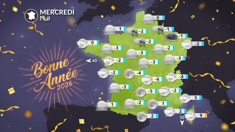 Nuit du réveillon de la Saint-Sylvestre : du froid, du gel quasi généralisé, attention aux brouillards givrants !
