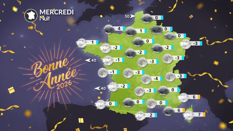 Nuit du réveillon de la Saint-Sylvestre : du froid, du gel quasi généralisé, attention aux brouillards givrants !