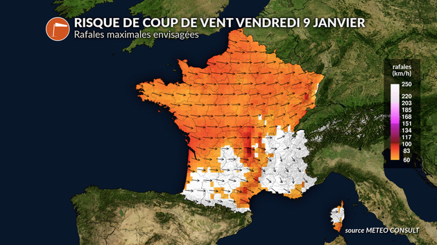 Risque de coup de vent vendredi 9 janvier Actualités France