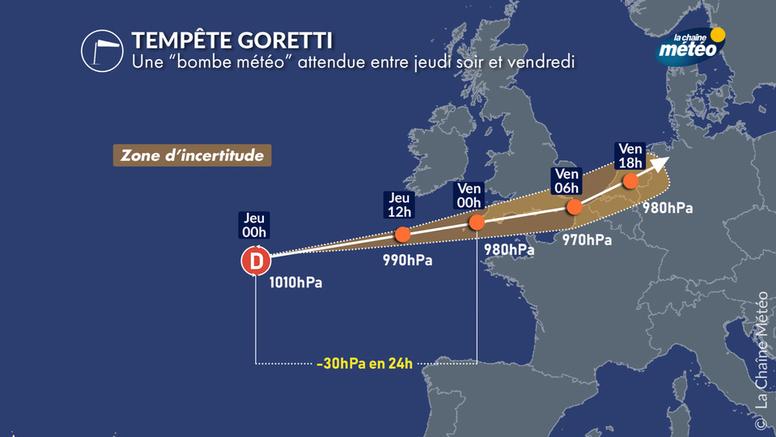 Tempête Goretti : une bombe météorologique attendue dans la nuit de jeudi sur la France
