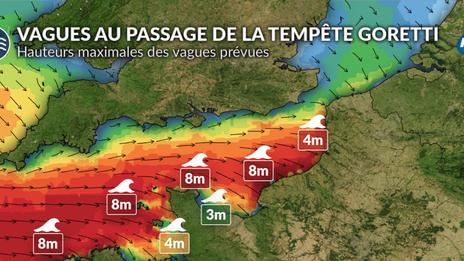 Forte tempête Goretti en Manche et en Atlantique : jusqu'à 170 km/h sur le Cotentin