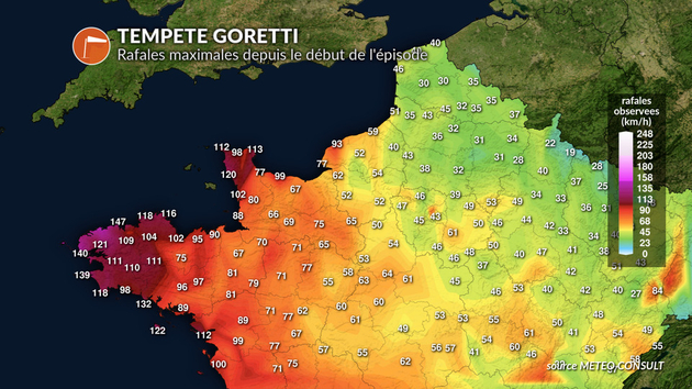 Rafales entre 18h30 et 19h30 Actualités France