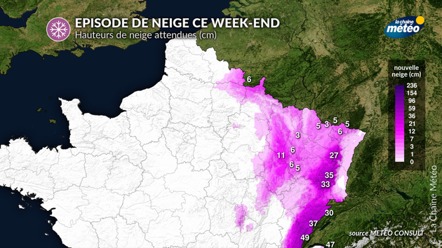 Hauteurs de neige attendues dans le nord-est Actualités France