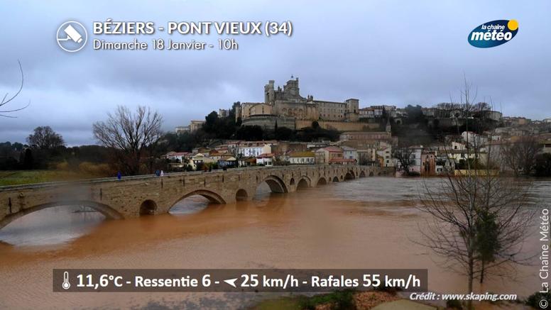Suivi Intempéries ce dimanche : inondations dans l'Hérault, la ville de Béziers commence à être inondée