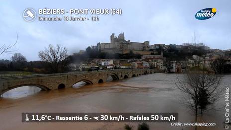 Suivi Intempéries ce dimanche : inondations dans l'Hérault, la ville de Béziers commence à être inondée