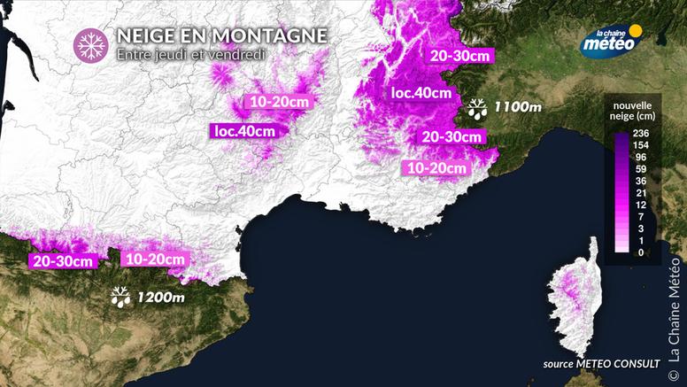 Fortes pluies, abondantes chutes de neige : vers une fin de semaine agitée dans le sud-est