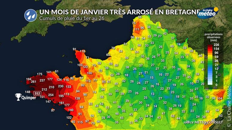 Pluies abondantes et inondations en Bretagne : record mensuel de pluie battu à Quimper