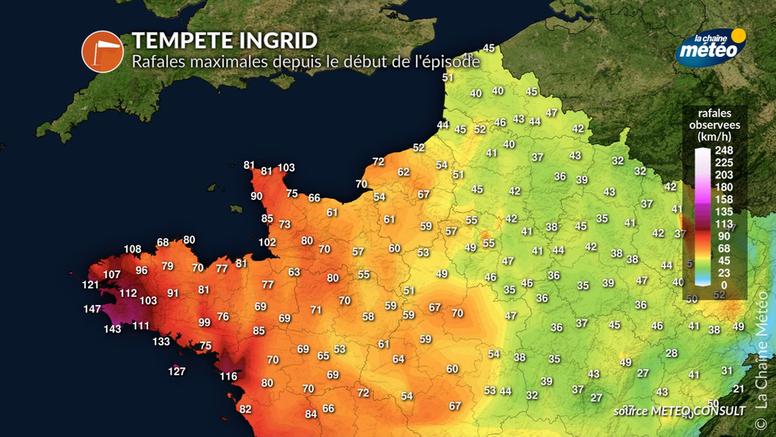 Tempête Ingrid : 144 km/h à la pointe du Raz et une houle exceptionnelle, le bilan de l’épisode