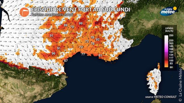 Vent fort au sud lundi Actualités France