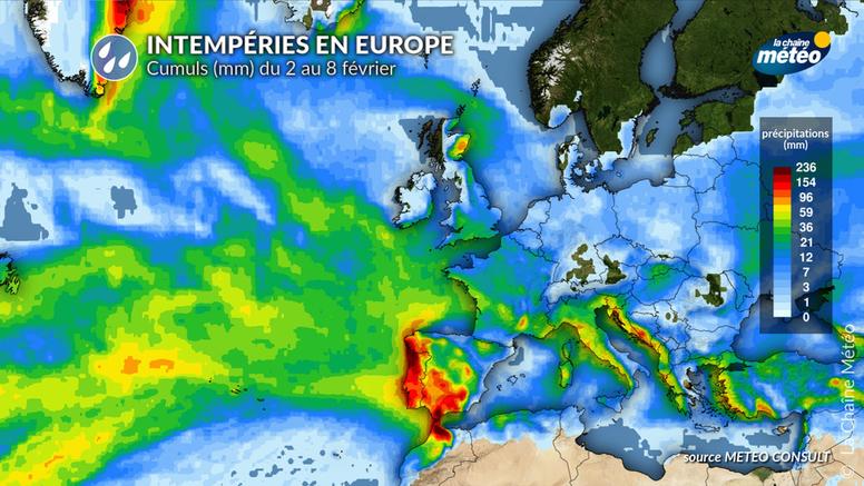 Rivière atmosphérique : risque d'inondation notable au Portugal et au Maroc