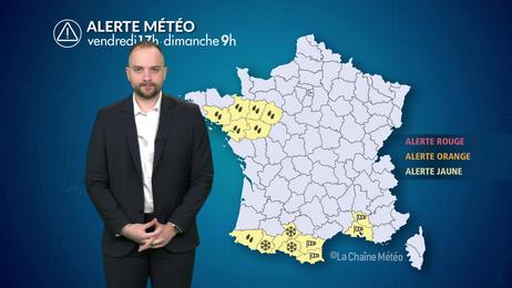 Pluies abondantes au nord-ouest, neige dans les Pyrénées, vent fort au sud-est