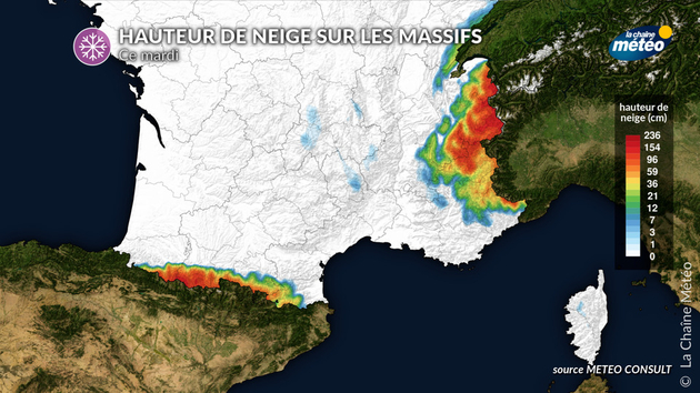 Hauteur de neige sur les massifs Actualités France