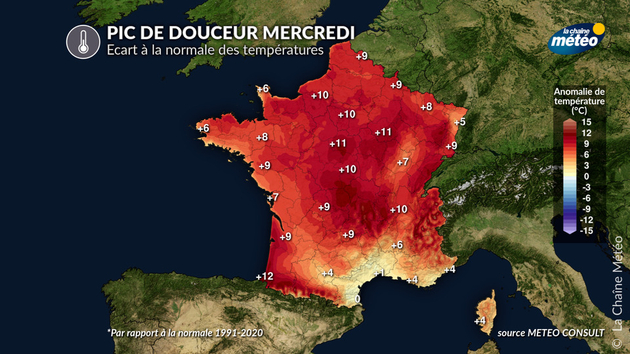 Des températures 10 à 12°C au-dessus des normales prévues ce mercredi Actualités France