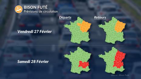 Vacances d'hiver : Bison Futé voit rouge pour les départs et retours de ce samedi